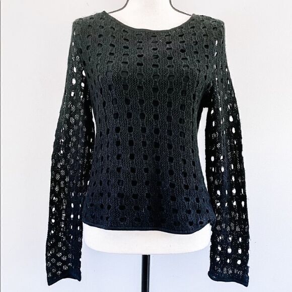 Tibi Black Crochet Knit Sweater - Picture 1 of 7